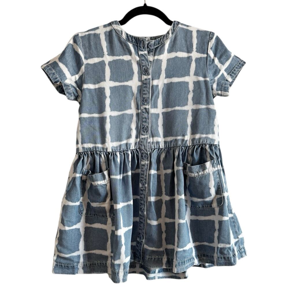 NWT Stella McCartney Blue Denim Chambray Tye Dye Button Front Dress Sz 8 Yrs